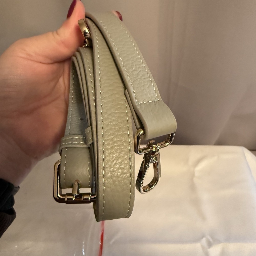 Pom Pom London Original Leather Crossbody Bag Purse Charm Light Gray NWOT - Picture 15 of 16